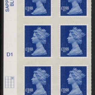 U2953 £1.88 blue MA13 cyld. D1 grid position R1 C3  SBP  plain  DLR U/M (MNH)