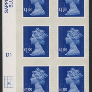 U2953 £1.88 blue MA13 cyld. D1 grid position R3 C2  SBP  plain  DLR U/M (MNH)