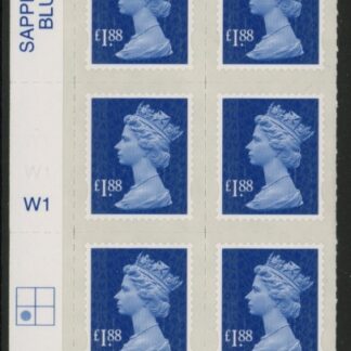 U2953 £1.88 blue M13L cyld. W1 grid position R2 C1  SBP  plain Walsall U/M (MNH)