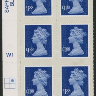 U2953 £1.88 blue M13L cyld. W1 grid position R1 C2  SBP  plain Walsall U/M (MNH)