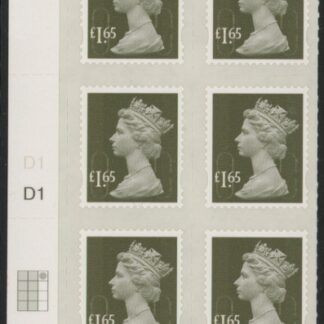 U2950 £1.65 grey-olive M11L cyld. D1 grid position R1 C3  SBP plain DLR U/M (MNH)