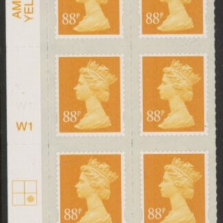 U2931  88p yellow 2B  M13L  cyld.  W1  grid position R2 C2  Walsall U/M (MNH)