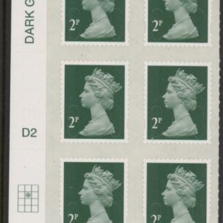 U2921  2p 2B deep green M12L  cyld. D2  grid position R2  C2 DLR  U/M (MNH)