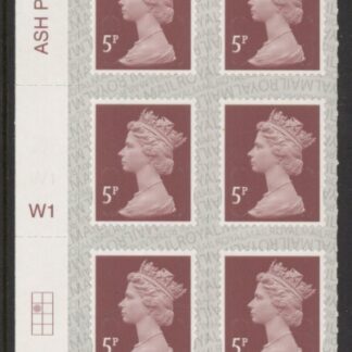 U2922 5p dull red brown M19L Cyl. W1  grid position  R2  C1  SBP  T2 L/s  Walsall/ISP U/M (MNH)