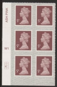 U2922 5p dull red brown M19L Cyl. W1 grid position R3 C1 SBP T2 L/s Walsall/ISP U/M (MNH)