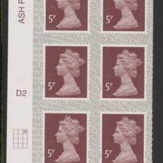 U2922 5p dull red brown M17L Cyl. D2  grid position R1 C3  SBP   L/s  DLR U/M (MNH)
