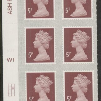 U2922  5p dull red-brown M18L Cyld. W1  grid position R2 C2  SBP L/s  Walsall/ISP  U/M (MNH)