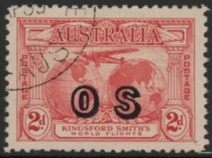 1932 Australia SG.O123 2d rose-red overprinted 'OS' Used