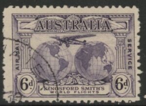 1931 Australia SG.123 Kingsford Smith 6d violet. 'Air Mail Service' Used