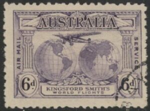 1931 Australia SG.123 Kingsford Smith 6d violet. 'Air Mail Service' Used