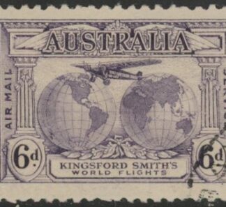 1931  Australia  SG.123  Kingsford Smith 6d violet.  'Air Mail Service' Used