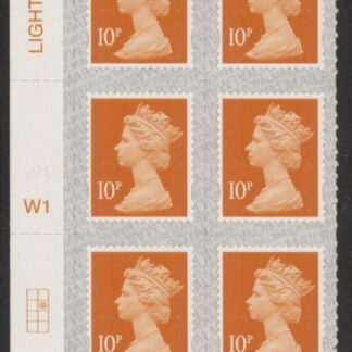 U2923  10p dull orange 2B  M21L  cyld. W1  grid position R2  C2 SBP  s/L  Walsall  U/M (MNH)