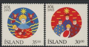 1993 Iceland SG.815-6 Christmas Set of 2 values U/M (MNH)