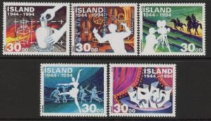 1994 Iceland SG.823-7 Independence of Art & Culture Set of 5 values U/M (MNH)