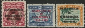 1935 Cook Islands SG.113-5 KGV Silver Jubilee Set of 3 values used