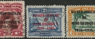 1935 Cook Islands SG.113-5 KGV Silver Jubilee Set of 3 values used
