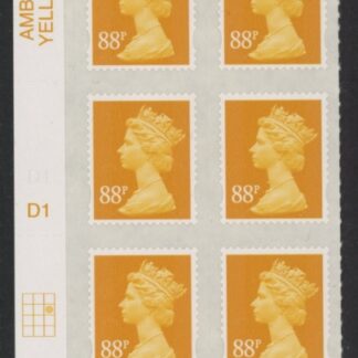 U2931  88p yellow 2B  MA13  cyld.  D1  grid position R2 C3  DLR U/M (MNH)