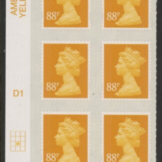 U2931  88p yellow 2B  MA13  cyld.  D1  grid position R3 C2  DLR U/M (MNH)