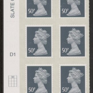 U2925  50p 2B  slate M12L  Cyld.  D1  grid position  R1 C2   DLR  U/M (MNH)