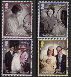 2014 Falkland Islands SG.1292-5 Christening of Prince George set 4 values. used (CTO)