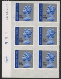 U3051  100g Sp. Delivery cyld D1 x 3 M17L  grid R3 C2  Plain Backing Paper. DLR U/M (MNH)