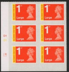 U3050 1st Large 'Signed For'  Cyld D1 x 3 M16L  grid  R1 C2  DLR U/M (MNH)