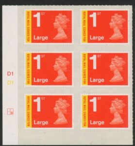 U3050 1st Large 'Signed For' Cyld D1 x 3 MA13 grid R2 C2 DLR U/M (MNH)