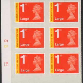 U3050 1st Large 'Signed For'  Cyld D1 x 3 MA13  grid  R1 C2  DLR U/M (MNH)