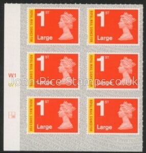 U3050 1st Large 'Signed For'  Cyld W1 x 3 M20L  SBP  L/s  grid  R2 C2  Walsall U/M (MNH)