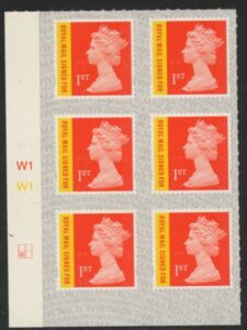 U3049 1st orange & yellow RM signed for. M19L Cylinder W1W1 grid R2 C1 SBP s/L Walsall U/M (MNH)