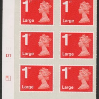 U3002  1st Large. vermilion  M14L  cyld. D1  grid position R2  C1    DLR  U/M (MNH)