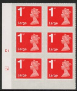 U3002  1st Large. vermilion  M15L  cyld. D1  grid position R2  C2    DLR  U/M (MNH)