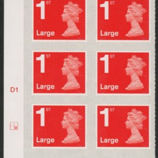 U3002  1st Large. vermilion  M15L  cyld. D1  grid position R2  C2    DLR  U/M (MNH)