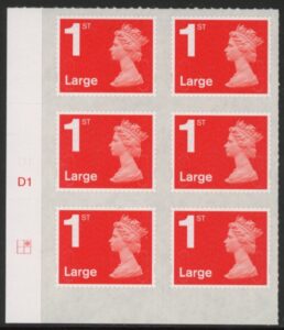 U3002  1st Large. vermilion  M16L  cyld. D1  grid position R2  C1    DLR  U/M (MNH)