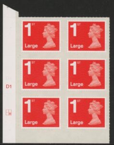 U3002  1st Large. vermilion  MA12  cyld. D1  grid position R2  C2   DLR  U/M (MNH)