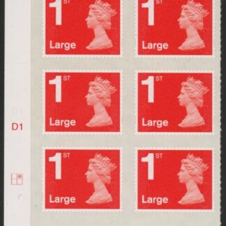 U3002  1st Large. vermilion  MA13  cyld. D1  grid position R1  C2   DLR  U/M (MNH)
