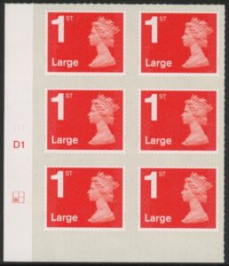 U3002  1st Large. vermilion  MA13  cyld. D1  grid position R2  C1   DLR  U/M (MNH)