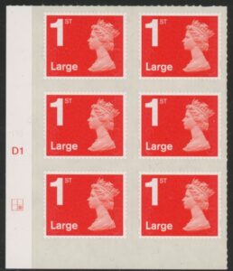 U3002  1st Large. vermilion  MA13  cyld. D1  grid position R2  C2   DLR  U/M (MNH)