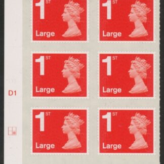 U3002  1st Large. vermilion  MA13  cyld. D1  grid position R2  C2   DLR  U/M (MNH)