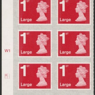 U3003  1st Large brt. scarlet.  M18L  cyld. W1  grid position R2  C1 SBP  s/L  Walsall  U/M (MNH)