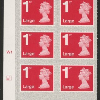 U3003  1st Large brt. scarlet.  M19L  cyld. W1  grid position R2  C1 SBP  s/L  Walsall  U/M (MNH)
