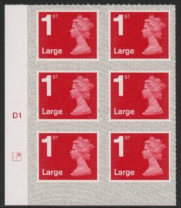 U3003 1st Large brt. scarlet. M17L cyld. W1 grid position R1 C2 SBP L/s Walsall U/M (MNH)