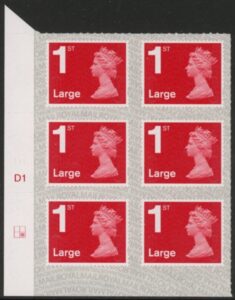 U3003  1st Large brt. scarlet.  M17L  cyld. W1  grid position R2  C2 SBP  L/s Walsall  U/M (MNH)