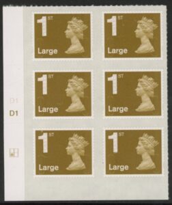 U3001  1st Large. gold  MA11 cyld. D1  grid position R2  C1  DLR  U/M (MNH)