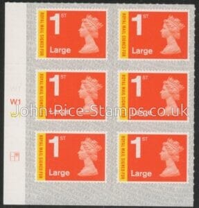 U3050 1st Large 'Signed For'  Cyld W1 x 3 M20L  SBP  L/s  grid  R1 C2  Walsall U/M (MNH)