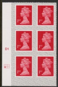 U2998  1st brt scarlet 2B  M17L  SBP  L/s   Cyld. D1  grid position  R2 C1 DLR U/M (MNH)