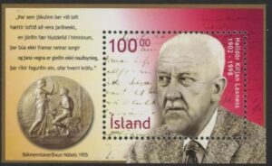 2002 Iceland MS.1016 Birth Cent of Halldor Laxness Mini Sheet U/M (MNH)