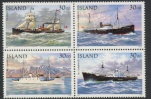 1995 Iceland SG.844-7 Mail Ships Block of 4 U/M (MNH)