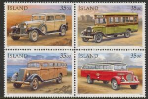 1996 Iceland SG.861-4 Post Buses Block of 4 U/M (MNH)