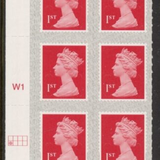 U2998  1st brt scarlet 2B  M19L  SBP  s/L   Cyld. W1  grid position  R2 C1 Walsall  U/M (MNH)